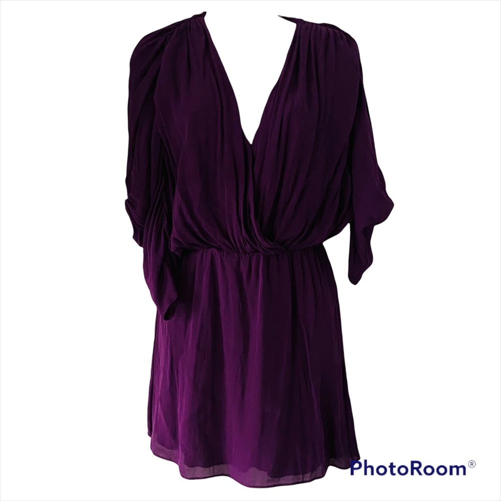 Parker Dress Mini Blouson Silk Women Size XS V Neck Lined